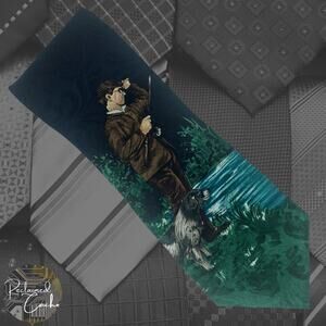 Man and Dog Fishing Tie